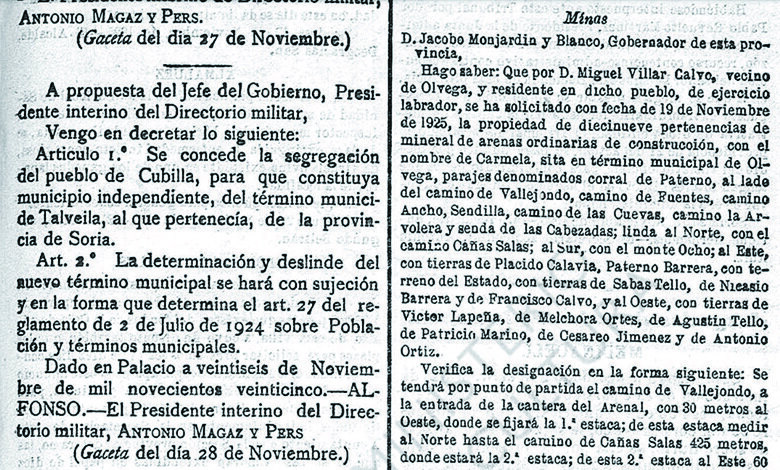 Documento por el que durante el reinado de Alfonso XIII se decidía la separación del municipio